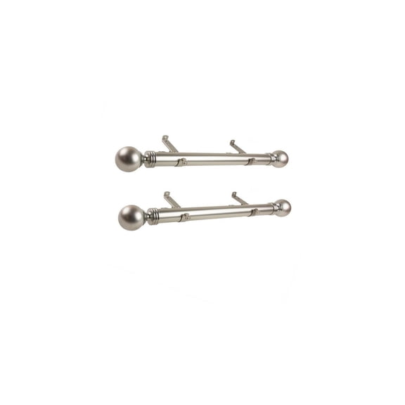 Steel Curtain Rods Set - Satin Nickel Finish - 12-20 Inch - Single Rods & Finials - Drapery Hardware