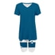 thumbnail image 3 of Blusas para las Mujeres Casual Impreso Cuello en V Manga Corta Blusa Pantalones Cortos, Conjuntos de Ropa para las Mujeres, 3 of 5