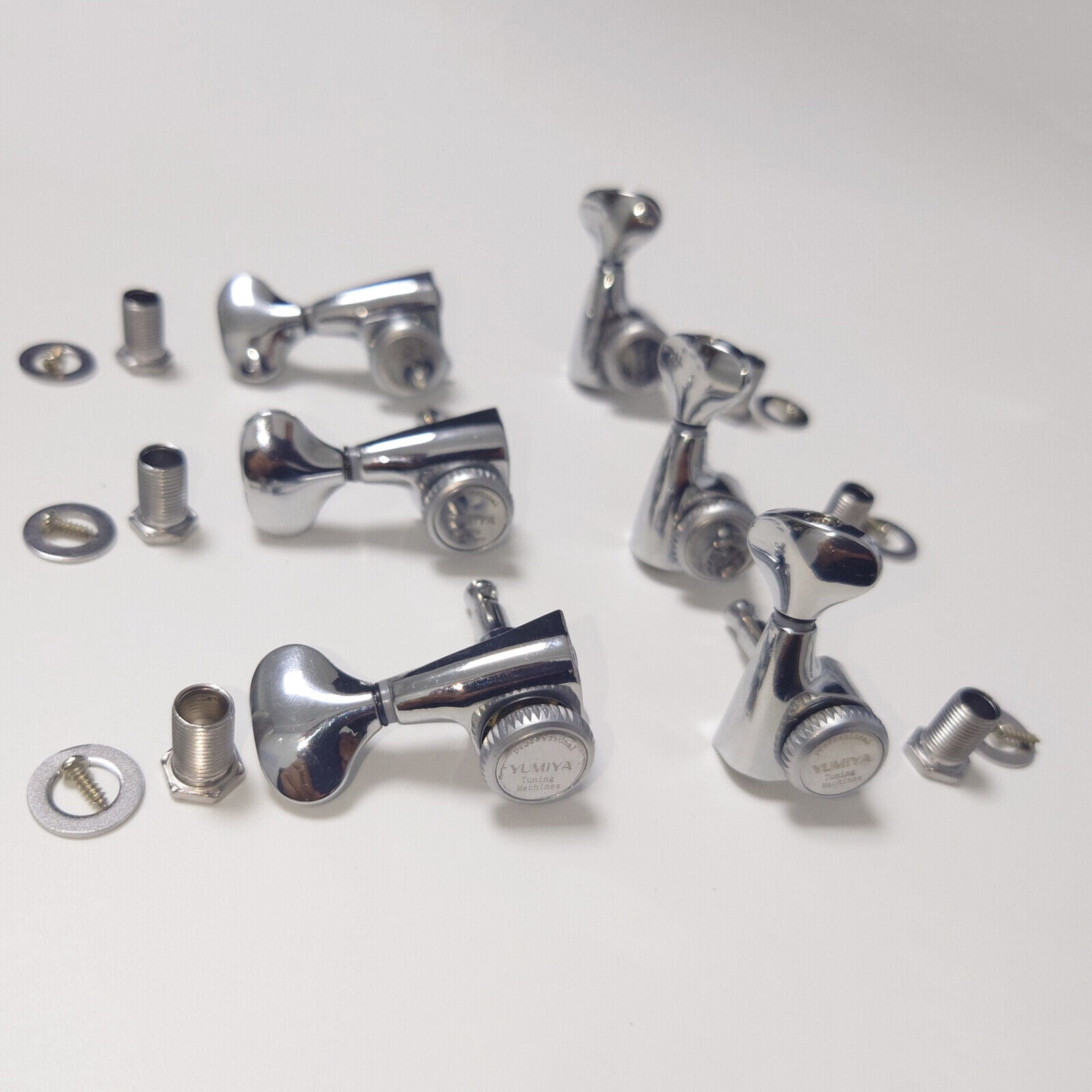 6 Pieces 3L 3R Guitar Lock String Tuners – Locking Tuning Key Pegs Machine Heads Replacement Parts for ST TL Style Electric, Folk or Acoustic Guitars – Nickel