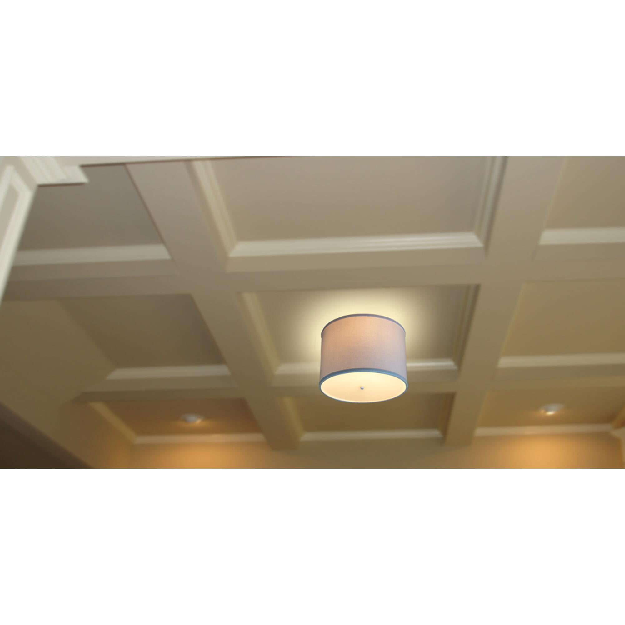 Moderne Flush Mount Conversion Kit 14"w White Fabric Drum Lampshade