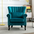 thumbnail image 6 of Dayalane Mid-Century Modern Accent Chair, Tufted Wingback Reading Armchair for Living Room, Bedroom, Office, Comfy Club Chair with Padded Back, Teal, 6 of 7
