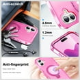 thumbnail image 4 of Designed for iPhone 16 Case with Magsafe Stand, Built-in Screen Protector Drop Protection Shockproof Lightweight Slim Translucent 2 In 1 Case Cover for iPhone 16, Rose, 4 of 6
