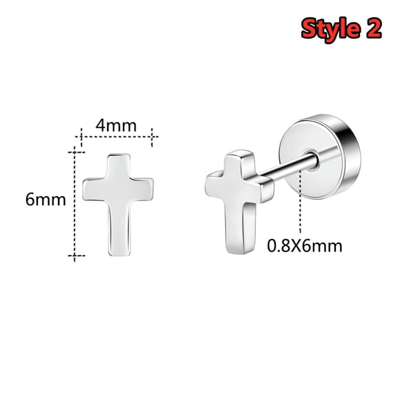 QQTDFG 1 Pair 20G Stainless Steel Ear Studs Cubic Zircon Stud Earrings Piercing Jewelry-Style 2