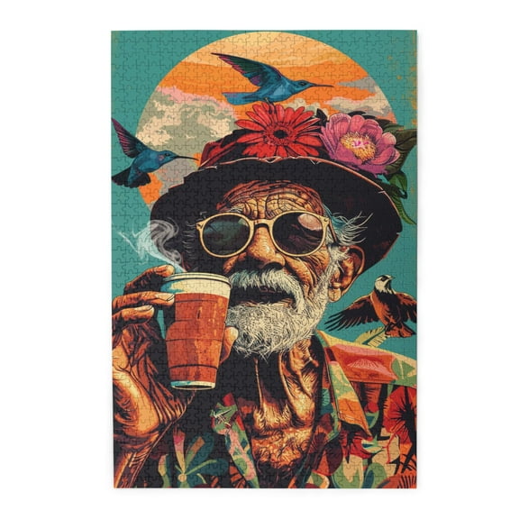 1000 PCS Funny Fashionable elderly 1000 piece puzzle for adults,Brain Challenge,Vibrant Colors,Stress relieving pleasure,Modern Art Wooden jigsaw puzzles Game,Creative Activity Hobbies for Adults