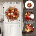 thumbnail image 3 of 24 Inch Pumpkin and Dahlia Fall Wreath with Magnolia Leaves and Ferns for Outdoor Front Door Thanksgiving Harvest Decoration Wall Hanging, 3 of 6