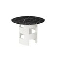thumbnail image 5 of 42.12"W Round Dining Table with Printed Black Marble Table Top, Minimalism Style Coffee Table with MDF Base, Leisure Kitchen Table for Living Room, Bedroom, Kitchen, Black White, 5 of 8