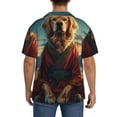 thumbnail image 3 of Balery Meditating Golden Retriever Camisa Casual de Manga Corta con Botones para Hombre, Texturizada, Estilo Cubano, para Playa, Verano-4X-Large, 3 of 5