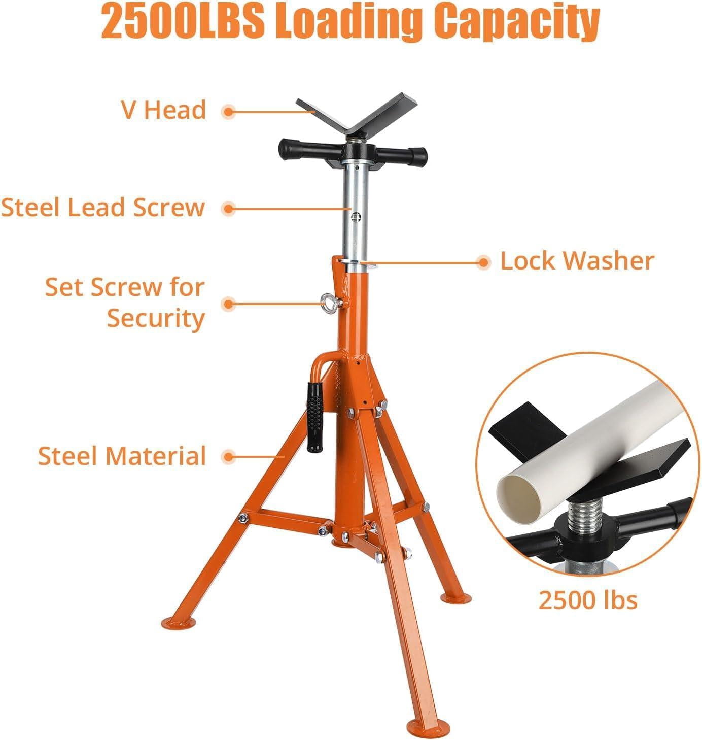 28''-52'' Adjustable Folding Pipe Stand, Extra Tall Car Jack Stand, 2500 lbs Load Capacity,for Welding, Automotive, and Construction Projects,