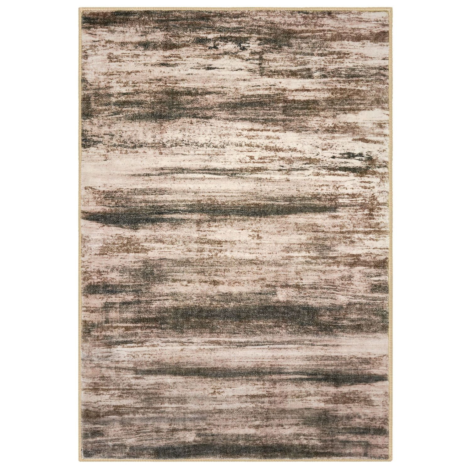 iOhouze 3x5 Area Rug Modern Abstract Washable Rugs Non slip Soft Low Pile Print Distressed Brown Abstract Carpet for Bedroom Living Room Laundry