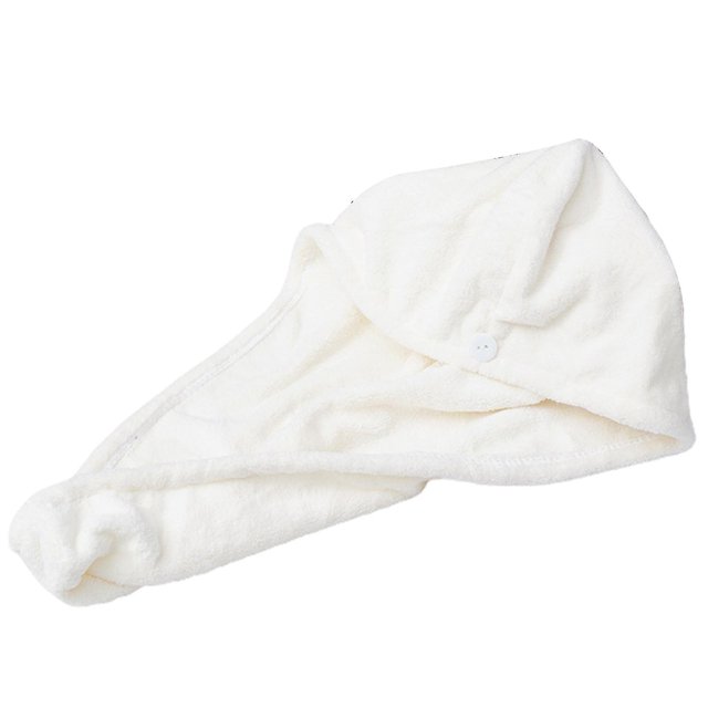 Gorro para secar el cabello súper absorbente con botón, forro polar Coral, práctico gorro para envolver la cabeza para mujer