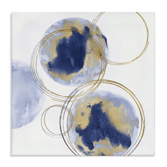 Stupell Industries Modern Golden Rings and Circles Abstraction Canvas Art, 17 x 17, by Natalie Harris