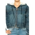 thumbnail image 6 of FashionStream Women's Hooded Denim Fleece Lined Jacket, Blue Casual Jacket, 6 of 6