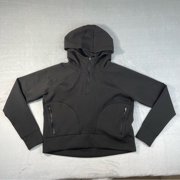 Women’s Black Half-Zip Hoodie Size Medium with Zipper Pockets Active Pullover