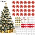 thumbnail image 1 of 【En la entrega】 120 piezas Conjunto de decoración navideña Fiesta Decoración del hogar Colgante Árbol de Navidad Copo de nieve Campanas de mariposa, 1 of 4