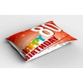 thumbnail image 2 of Ambesonne Abstract Pillow Sham 2 Pack, 80 Old Birthday Party, 26"x20", Red Vermilion and White, 2 of 3