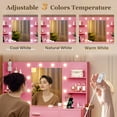 thumbnail image 3 of Furmax Bedroom Makeup LED Lights Desk Table Set, Light Pink, 3 of 7