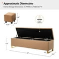 thumbnail image 4 of Tina's Home 60" Storage Bench Ottoman with 2 Footstools Stainless steel legs cushion with diamond-shaped woven pattern Bedroom Camel, 4 of 9