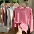 thumbnail image 7 of Ruyang Girls Ruffle Long Sleeve Shirt Kids Half Crewneck Basic Layer Top Fall Winter Soft Cotton Thermal T-shirt, 7 of 7