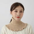 thumbnail image 3 of Skymirror Women Woolen Knitted Fake Scarf Solid Color Turtleneck Autumn Winter Pullover Warm Neck Warmer Shoulder Lap Sweater Collar, 3 of 8