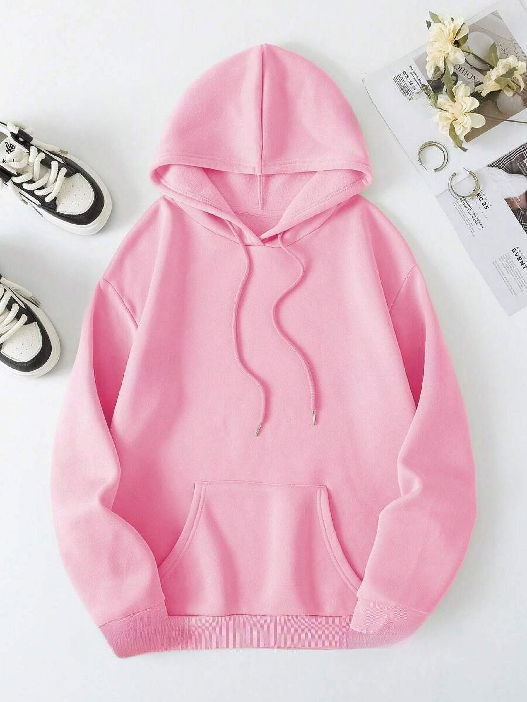 Women's Hooded Sweatshirt With Slogan Print And Kangaroo Pocket FAITH OVER FEAR PSALM