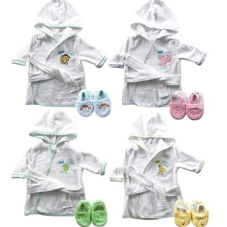 Luvable Friends Baby Boys' "Umbrella Monkey" Bathrobe & Slippers Set