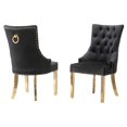 thumbnail image 1 of Double Tufted Black Velvet Side Chairs with Gold Stainless Steel Legs, 1 of 2