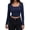 Navy, variant on Women's Long Sleeve Square Neck Crop Top Ribbed Slim Fitted Casual T-Shirt Tops