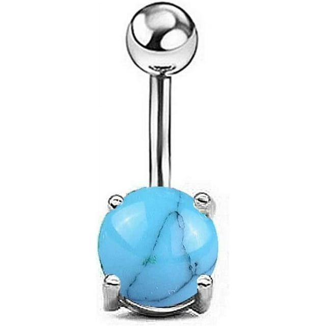 HUGFEGWE Stainless Steel Belly Button Rings, Turquoise Navel Rings Barbells, Body Piercing Jewelry, Women Girls Belly Piercing Jewelry CJB91-47452