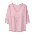 thumbnail image 4 of Womens Floral Babydoll Tops，Crewneck Short Sleeve Shirts 3/4 Puff Sleeve Pleated Blouse Womens Summer Tops Peplum Tops For Women Peasant Blouses Women'S Print T Shirt Boho Floral Tops 2XL, 4 of 8