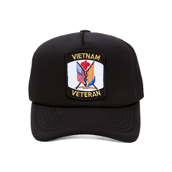Military Patch Adjustable Trucker Hats - Vietnam Veteran Flags