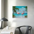 thumbnail image 4 of COMIO  Flamingo in Water Pictures Canvas Print Art Sea Ocean Pink Animals Painting Artwork Home Wall Art Decor for Living Room Bedroom Bathroom Walls Decoration, 4 of 5