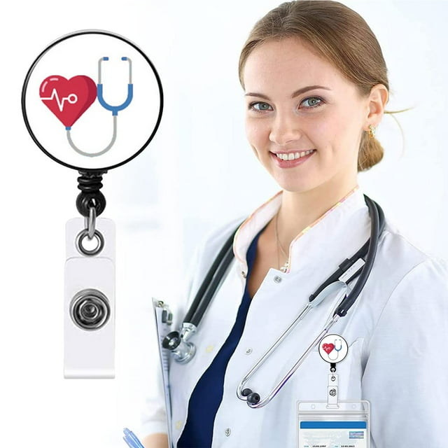 Fiudx Porta Credencial En El Entorno de Enfermera, Cordón Retráctil para Identidad, Recubierto de Mylar, para Uso Médico y Enfermero, Estilo Personalizado, Fácil de Colocar.
