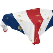 SKYSONIC 60"x120" Square Tablecloth with Christmas Golden Glitter Snowflakes Prints, Anti-Wrinkle and Smooth Table Cloth for Kitchen/Home Party Decoration