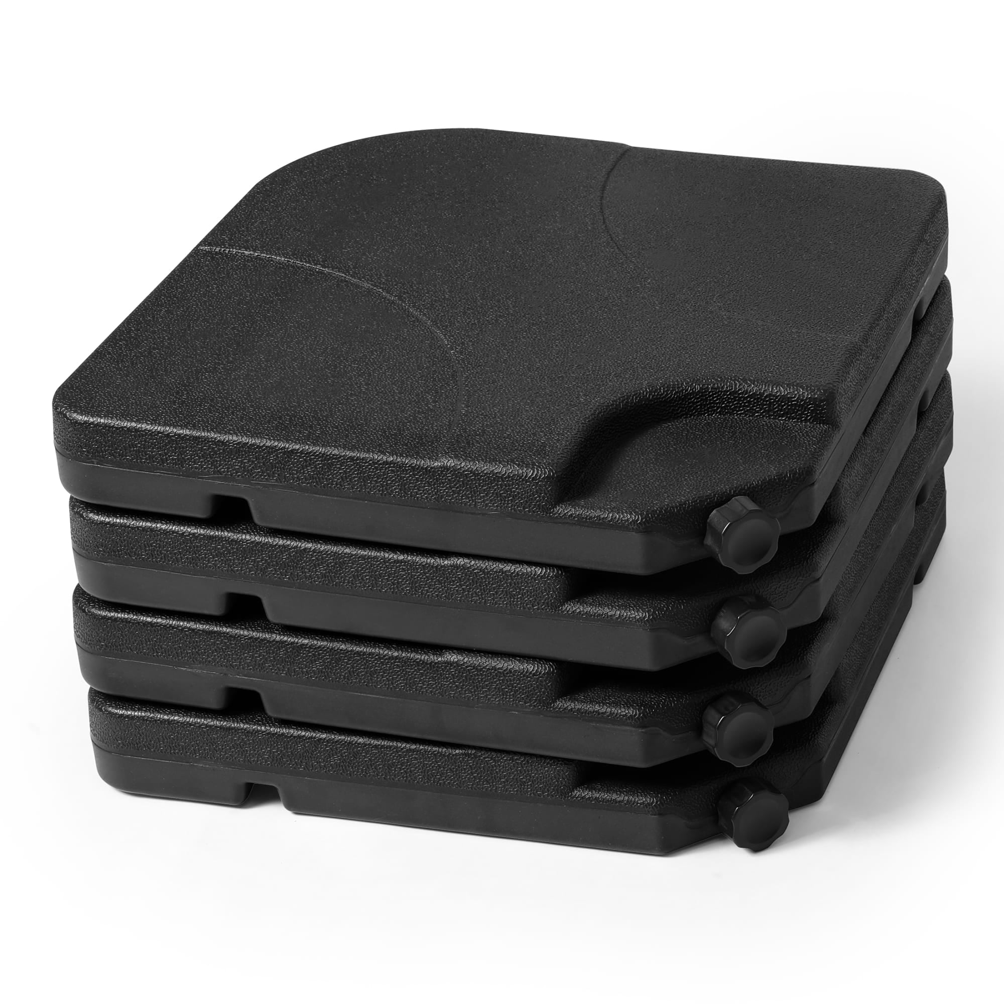 WestinTrends 4PC Universal Plastic Fillable Offset Cantilever Umbrella Base Stand Weights for Outdoor Patio Heavy Duty UV Resistant, Black