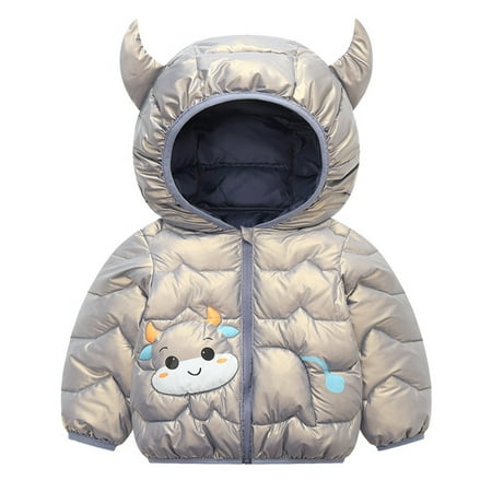 

ZHUASHUM Kids Children Toddler Baby Boys Girls Cute Cartoon Animals Long Sleeve Winter Coats Jacket Cow Hooded Outer Outwear Outfits Clothes