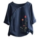 thumbnail image 4 of Puntoco Mujer Verano Casual Cuello Redondo Manga Corta Estampado De Flores Camisa Suelta Tops Puntoco Puntoco-852, 4 of 4