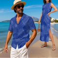 thumbnail image 2 of KUIFORTI Couple Matching Outfits Matching Vacation Outfits for Couples Blue Tropical Leaf Spring Boho Maxi Dress with Pockets Soft and Comfortable Lightweight with Soft Fabric, 2 of 7