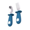 thumbnail image 4 of Juego de tenedor y cuchara para niños pequeños, tenedores de acero inoxidable para niños pequeños, tenedor y cuchara con mango redondo, juego de utensilios seguros para niños pequeños, diseño revolucionario, 4 of 5
