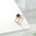thumbnail image 4 of Gem Stone King 18K Yellow Gold Plated Silver Wedding Engagement Ring Band Bridal Amethyst Moissanite (1.49 Cttw), 4 of 5