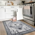 thumbnail image 7 of Wonnitar 3'x5' Boho Tribal Entryway Rug, Washable Area Rug for Kitchen Non Slip Stain Resistant, Low Pile Vintage Oriental Throw Rug for Bedroom Bathroom Laundry Room, Gray, 7 of 7