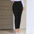 thumbnail image 4 of hlysgo Women's Casual Dress Pants Pleated Elastic Waist Soft Fitness Trousers Work Business Officewear Pant with Pockets Black,L, 4 of 5