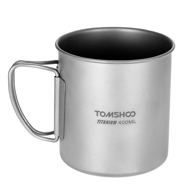 Irfora TOMSHOO 400 ml de Copa de Titanio al aire libre Camping Camping Picnic taza de la Copa con la manija plegable Irfora Taza al aire libre
