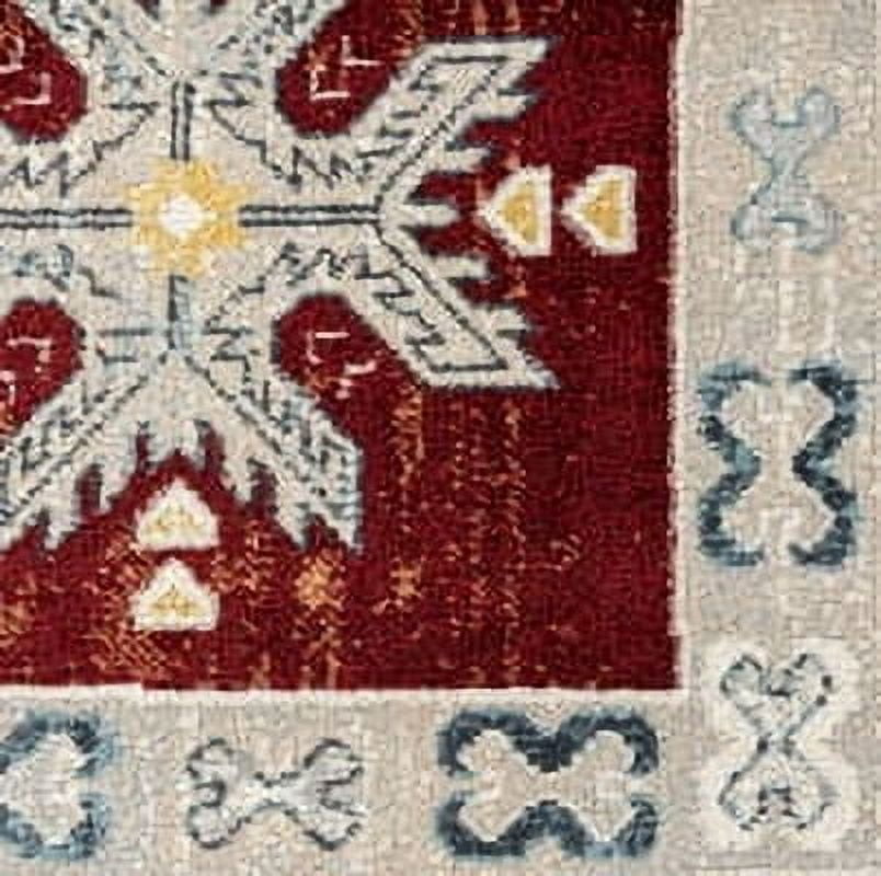 Everwash™ Treasure Saul Southwest Geometric Machine Washable Area Rug, Red/Navy Blue, 5'2"x7'2"