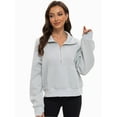 thumbnail image 5 of Womens Half Zip Sweatshirts Cropped Long Sleeve Hoodies Oversized Quarter Zip Up Pullover Tops, 5 of 6