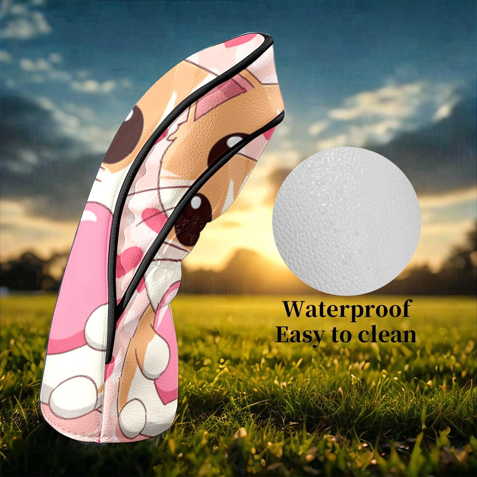 Golf Club Head Covers SweetCat_Heart Premium Plush Velvet Lining, Waterproof Golf Headcovers Driver & Fairway Woods for Scratch Protection Novelty Gift for Men & Women
