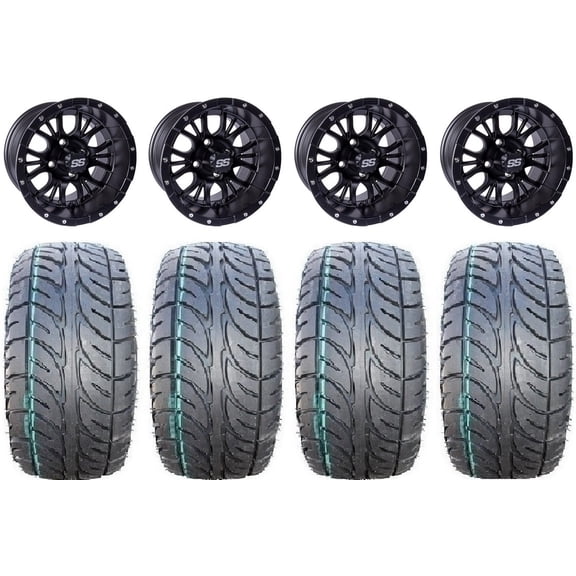 GTW Diesel 12" Golf Cart Wheels Black 23" Fusion ST Tires E-Z-GO & Club Car