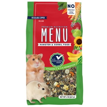 Menu Premium Hamster Food - Sunflower Seed Blend -  and Mineral Fortified, 2 lb