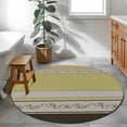 thumbnail image 3 of Sage Green Floral Round Area Rug 3.3Ft Washable Circle Rugs for Dining Room Table, Modern Farmhouse Leaves Brown Striped Non-Slip Carpet Floor Mats Indoor Outdoor Carpet Runner Aesthetic Home Decor, 3 of 8
