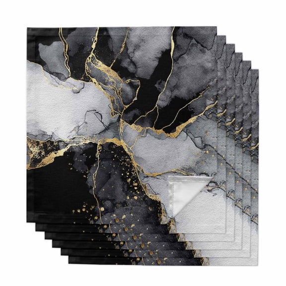 Cloth Napkins Set of 6 - 20x20 Inches, Black Grey Marble Washable Reusable Table Napkins, Modern Gradient Abstract Aesthetic Soft & Absortbent Dining Napkin for Party Wedding Hotel Restaurant