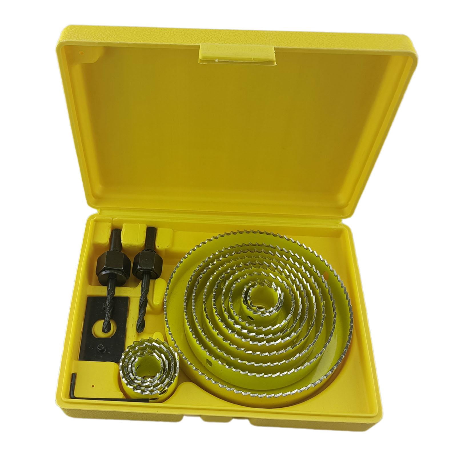 koolsoo 19-127mm Saw Set Heavy Duty, Portable, General Purpose, Mandrels, Drill Bit Saw Blade for Gypsum Board Drywall Thin Wood Yellow